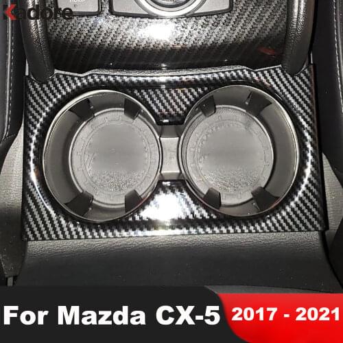 For Mazda CX5 CX-5 2020 2019 2017 2018 Carbon Fiber Car Interior Water Cup Holder Cover Trim Drink Coffee Holder Frame Trims
