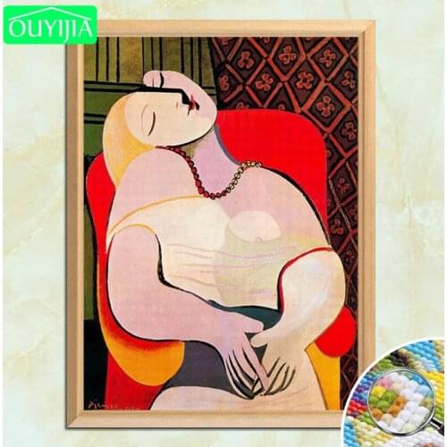 Pablo Picasso Famous Painting "Dream" 5D DIY Diamond Painting Full Square Diamond Embroidery Rhinestones Mosaic Decor Picture