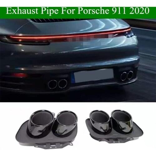 Pair Silver Stainless Steel Car Rear Exhausts System For Porsche Carrera 911(992) 2020+ Double Exhaust Muffler Tips
