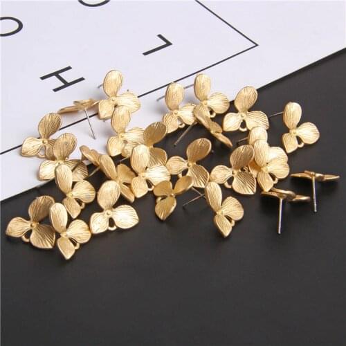 Zinc Alloy Golden Flowers Base Earrings Connector Charms 6pcs/lot For DIY Drop Earrings Jewelry Making Accessories 14*17mm