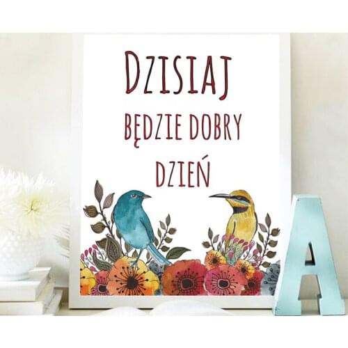 Polish Inspirational Quotes Canvas Painting Print From Poland Today is a good Day Minimalist Wall Decor Art Poster Living Room