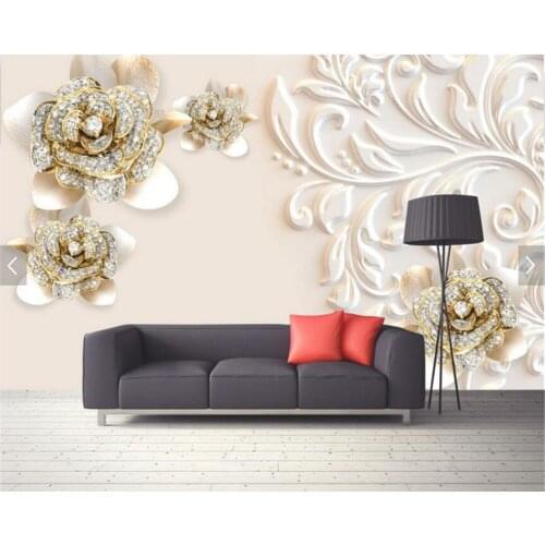 Custom personalized wallpaper, diamond relief flower fresco for jewelry store living room sofa background wall home decoration