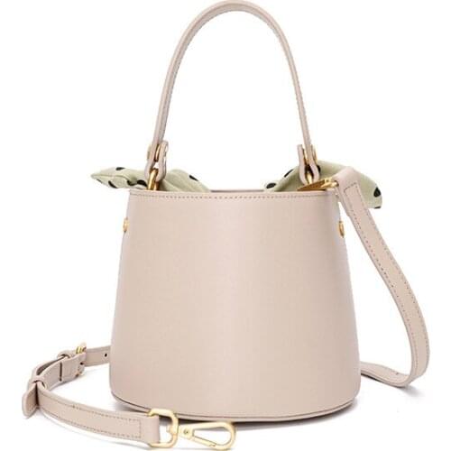 Quenya Vintage Buckets Bag Designer Genuine Leather Women Shoulder Bags Luxury Cow Leather Crossbody Bag Fashion Bow Totes Bag