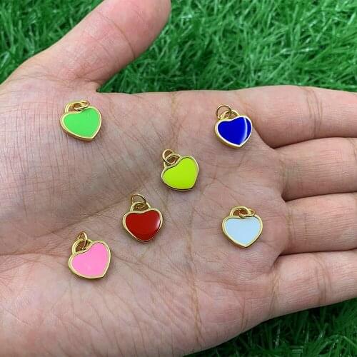 Rainbow Colorful Heart Beads Enamel Jewelry Accessories For DIY Bracelets, Necklaces Or Earrings