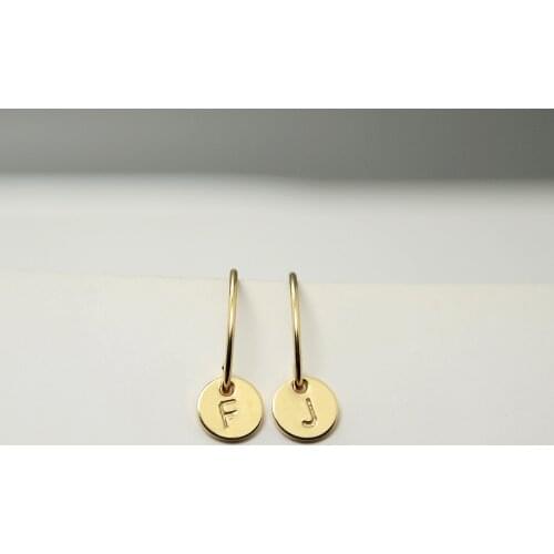 Domino Handmade Engraved Letter Earrings Dangle Earrings Personality Initials Earring Gift