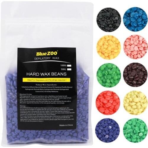 BLUE ZOO 500/1000g Depilatory Wax Bean Pellet Hot Film Hard Wax Bean For Body Bikini Face Hair Removal No Strip Waxing