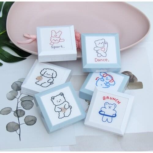 Sporty Bear Contact Lens Case Box Ins Cartoon Contacts Lens Container Portable Travel Storage Box Gift For Girl