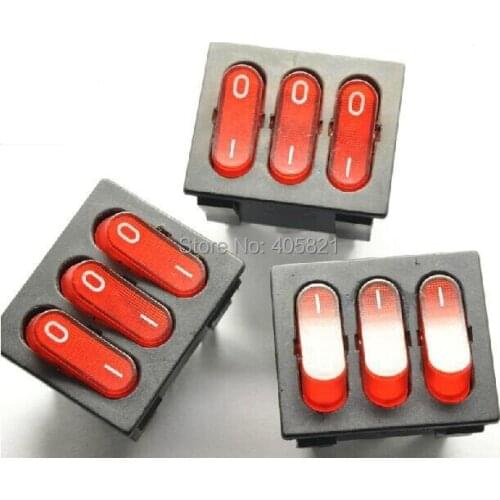 9pins illuminated Triple rocker switch with light power switch