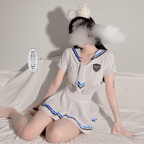 Sailor Cosplay Sexy Lingerie Erotic Plus Size Blue Costume Kawaii Set Japanese School Girl Lesbian Temptation Outfit For Women