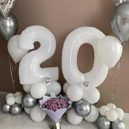 2pcs 32inch New Jelly White Rose Gold Balloon 18 21 30 40 50 60th Birthday Party Decoras Kids Adult Birthday Number Foil Balloon