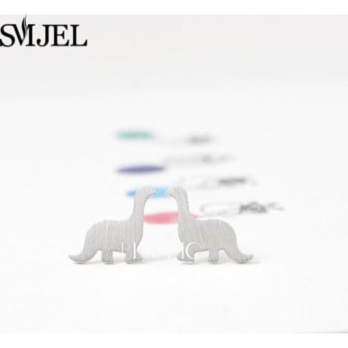 SMJEL 2017 Cute Dragon Earrings Fashion New Brincos Dinosaur Stud Earrings for Women pendientes statement jewelry