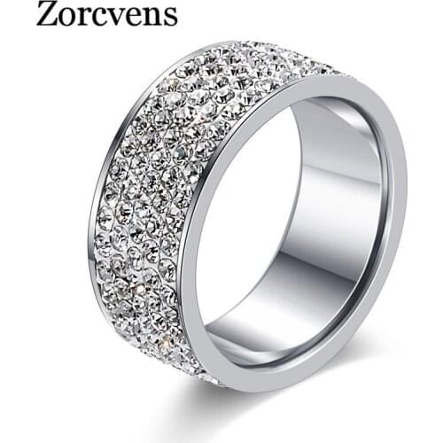 Modyle 2020 New Brand Silver Color Stainless Steel 5 Rows CZ Stone Fashion Engagement Wedding Ring for Woman accesorios mujer