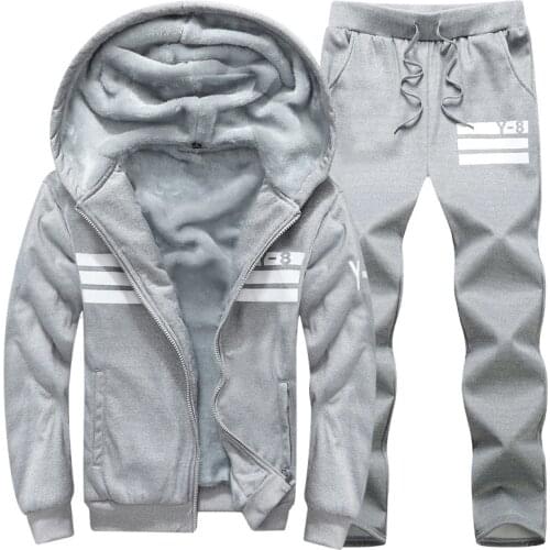 Winter Cashmere Sporting Suit Hats Jacket+pants Warm Suit Plus Size M~6XL,7XL,8XL Sporting Suit Men Running Set Sportswear