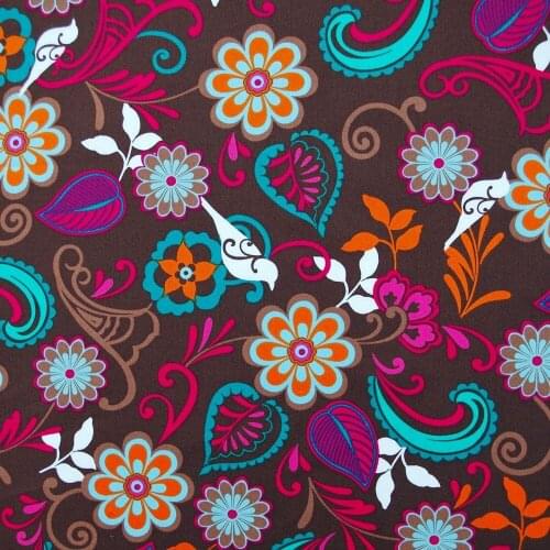 1 yard Cotton Woven Fabric - Flowers, bird and Leaf (width=145cm)