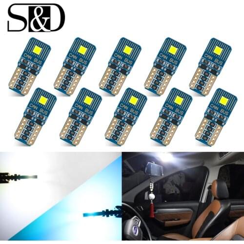 10Pcs T10 LED Car Light 168 194 501 WY5W W5W LED Bulb for Car Interior Dome Map Door Courtesy License Plate Lights White