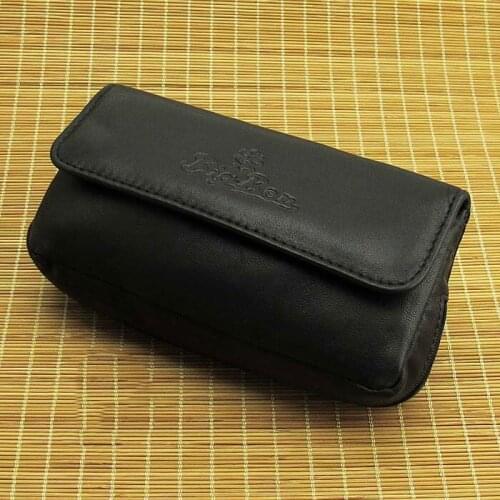 16.5cm * 8.5cm Metal Button Pure Sheepskin Tobacco Pouch Vintage Black Portable Single Double Pipe Tobacco Storage Fashion Gift