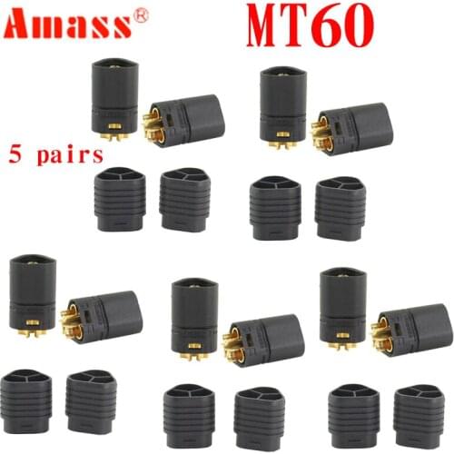 5Pairs Amass MT60 3.5mm 3 Pole Bullet Connector Plug Male & Female For RC ESC to Motor Car RC Rock Bullet Connector Plug