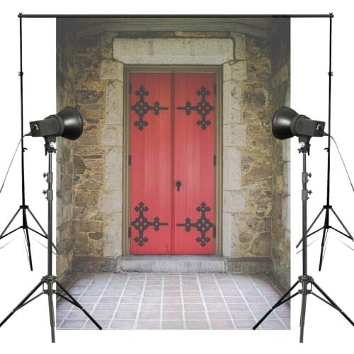 5x7ft Ancient Castle Photography Background Red Door Backdrop Wedding Retro Photo Studio Backdrop