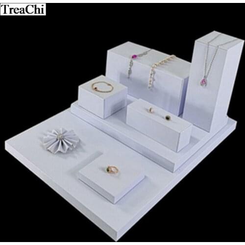 8Pcs/lot White PU Earrings Necklaces Display Stand Jewelry Organizer Holder Rings Showcases Jewelry Display Shop Display 4
