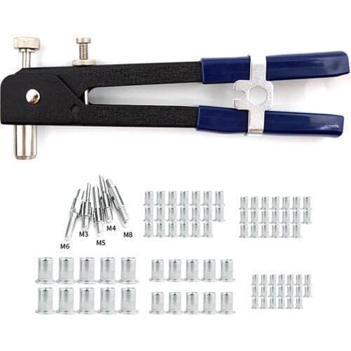 86/106/110pcs Riveting Manual Dual Handle Core Pulling Riveter Hand Rivet Nut Hand Tool Set with Threaded Rivet Machine