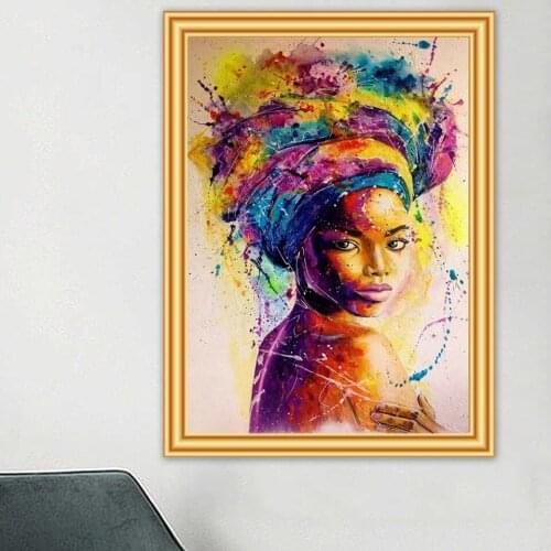 Diy 5D African Girl Abstract Diamond Painting Cross Stitch Full Square Round Diamond Embroidery Mosaic Rhinestones Picture Gift