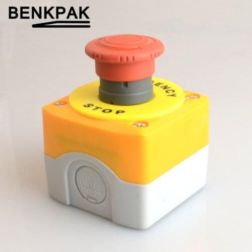 Emergency stop e-stop pushbutton box with mushroom switch