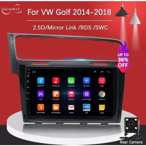 For 2014-2018 VW Golf Car Radio Multimedia Video Player GPS Navigation 2Din Android 4+64G DSP Mirror Link WIFI Carplay Free Map