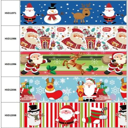 10yard Merry Christmas Snowman Snowflak Colorful Cartoon Grosgrain Ribbon Accessory Hairbow Headwear Decoration DIY 38MM 75MM
