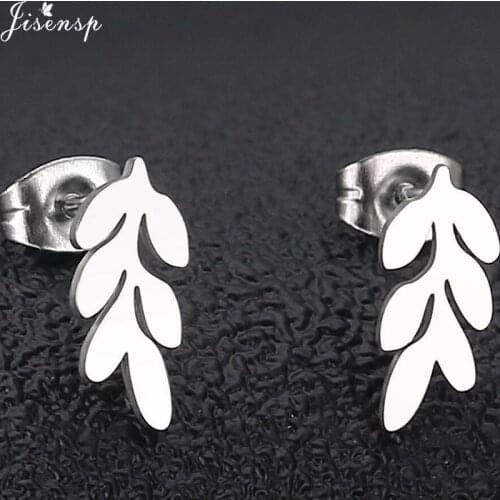 Bohemian Trendy Leaf Stud Earrings Black Stainless Steel Coconut Tree Earring Fashion Feather Flower Earing Best Gift for Friend