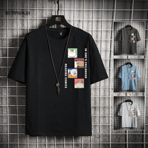 New Men T-Shirt Funny Anime Summer Print Letters for Men and Women Oversized Short-Sleeved T-Shirt Hip-Hop Hip-Hop Male Shirt