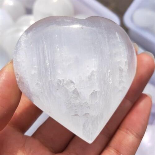 Himalayan rock selenite crystal heart white gypsum Gemstones heart Collector Crystal Reiki healing 45-50g