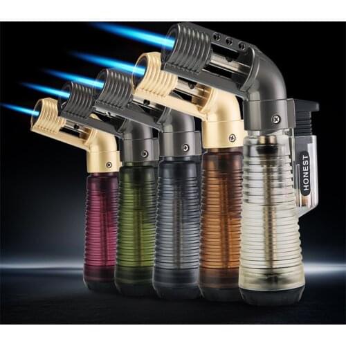 HONEST Windproof Gas Lighter Torch Lighters Smoking Accessories Blue Flame Butane Cigarettes Lighter Gadgets For Men Jewelry
