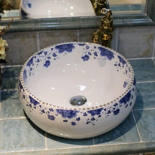 Chinese New design porcelain art handmade countertop decorative wash basin bathroom sinks