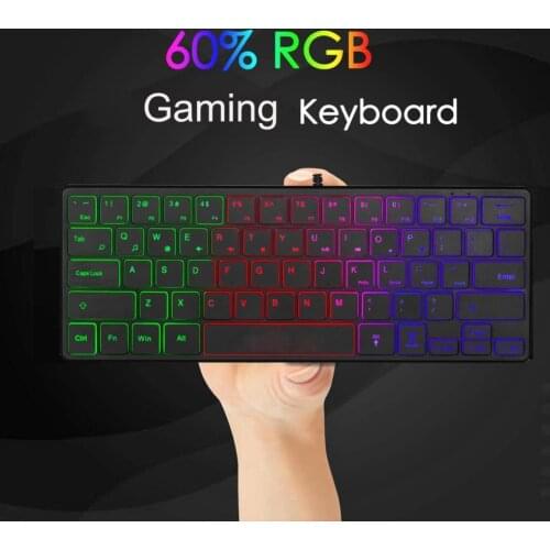 Computer Keyboard Practical RGB Backlight USB Wired Keypad Ergonomic RGB Backlight Wired Keyboard