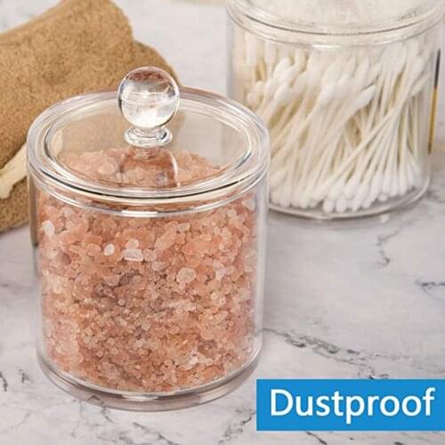 Cosmetic Storage Box Organizer Bathroom Jar Bath Salt Storage Tank Cotton Swab Cotton Pad Jewelry Round Box Transparent Acrylic
