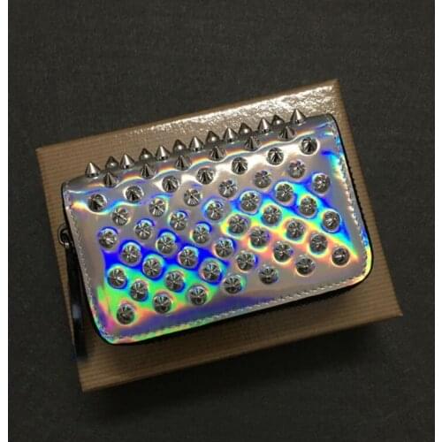 Zipper Direct Unisex Short Selling Mini Custom Rivet Wallet High Quality Personalized Mens Cowhide Genuine Leather Purse