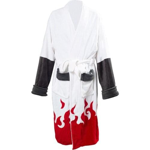 Uzumaki Bath Robes Cosplay Costume Winter Gown Warm Coral Fleece Velvet Bath Robe