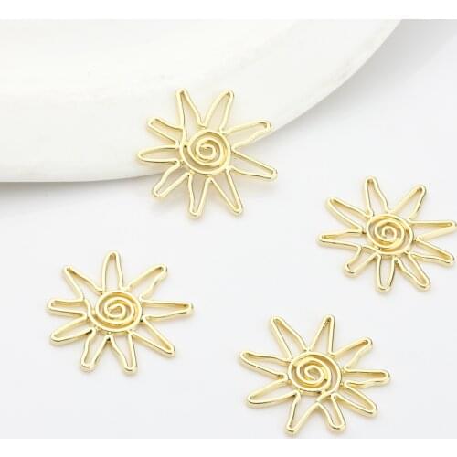 Zinc Alloy Metal Geometric Hollow Charms Sun Shape Line Winding Charms 6pcs/lot For DIY Jewelry Earrings Making Accessories