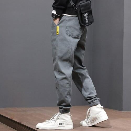 Fashion Brand Autumn Mens Overalls Loose plus Size Overweight Man Harem Pants Ankle-Tied Jogger Pants Casual Cropped Pants Thin
