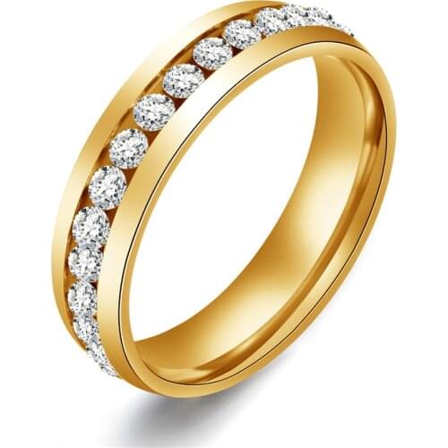 MOREDEAR Never Fade 14KGP 316L Stainless Steel Ring Titanium Steel Engagement Wedding Ring