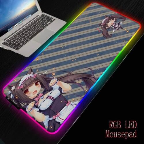 MRGBEST Cute Anime Girls Nekopara RGB Large Mouse Pad Soft LED Backlit Computer Mousepad for Gamer Office PC Desk Mat Mause Pad