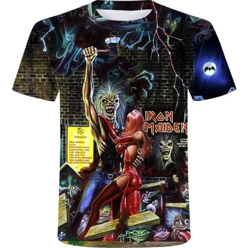 2020 New 3D heavy metal skull t-shirt Punk festival rock t shirt Men Printed Casual Tshirt O Neck Hip Hop Short Sleeve Plus-Size