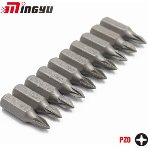 10Pcs 1/4" 25mm Pozidriv PZ0 Screwdriver Bit Set Repair Tools ScrewdriversKit Hex Shank Drill Bit For Power Household Hand Tools