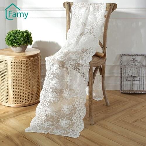 Table Runner Wedding Table Decoration White Lace Embroidered Romantic Christmas Party Dinning Wall Cabinet Coffee Table Decor