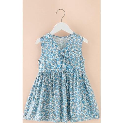 New Girls Summer Dress Flowers Sleeveless Sundress for Girls Princess Casual Wear Ddaisy Printing Party Holiday Beach Dresses