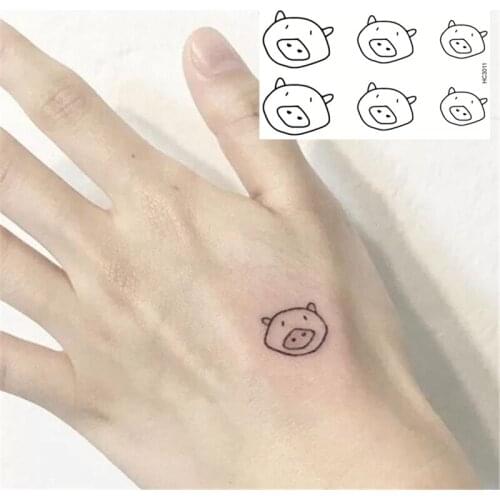 Nu-TATY 25 set Ins style Waterproof lasting girls heart sticker small picture cartoon cute pig Tattoo Sticker