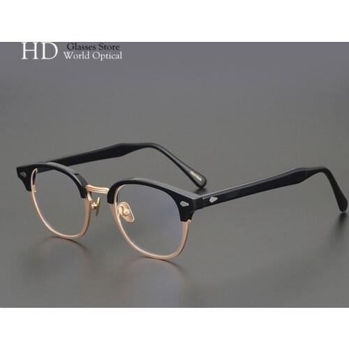 Titanium Metal Acetate Retro Eyeglasses Half Frame Oval Optical Glasses For Men And Women Myopia Prescription Reading Glasses