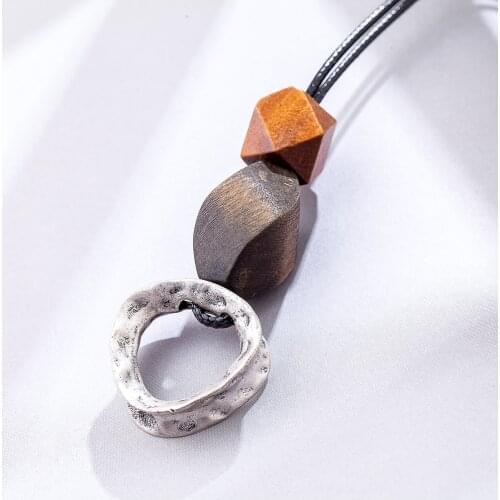 Necklace & Pendants Wooden Jewelry Long Necklace Womens Geometric Vintage Statement Fashion Suspension Decoration Accessiores