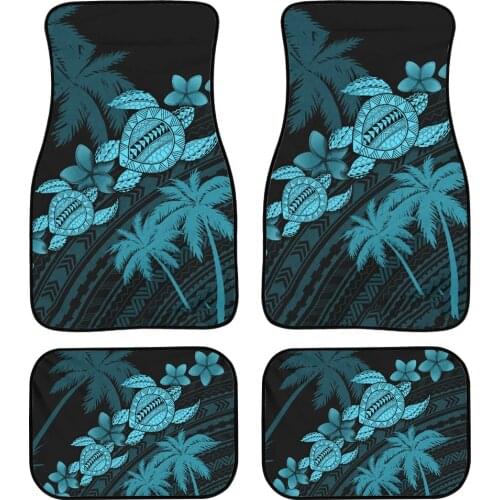 Polynesian Tribal Turtle Design Car Floor Mat Universal No Slip Auto Carpet Blue Soft SUV Truck Car Rubber Rugs