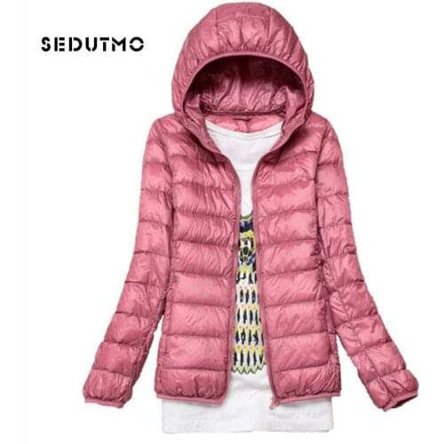 SEDUTMO Winter Hooded Ultra Light Womens Down Jackets Plus Size 4XL Duck Down Doat Short Slim Puffer Jacket Autumn Parkas ED047